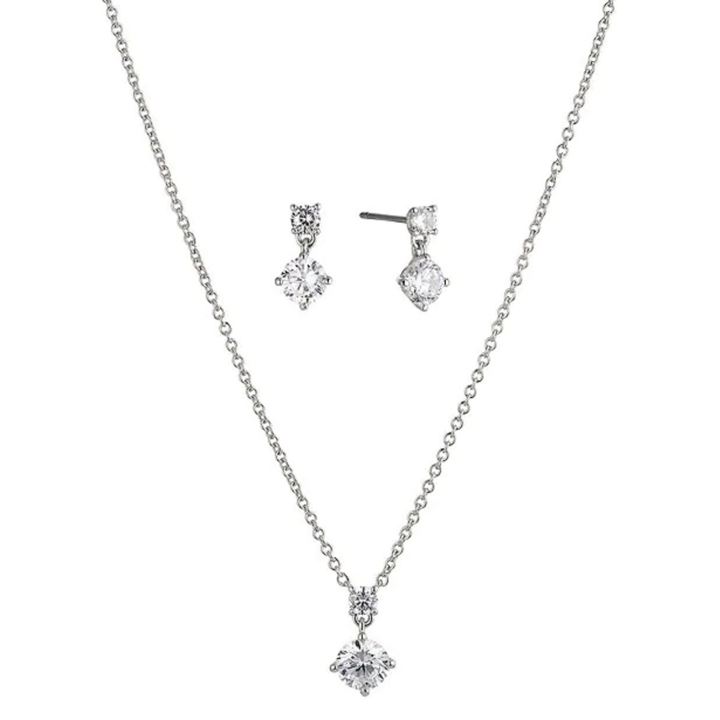 Nadri Bridesmaid Solitaire Cz Earring Necklace Set 49$